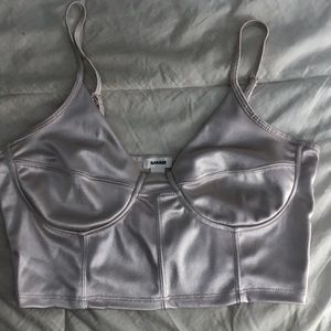 Stunning satin bustier inspired top!